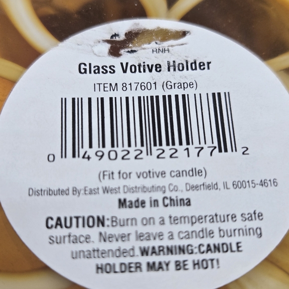 Hand Painted Yellow Orange Gold Vase GRAPES Raised 3.5 In Votive CandleHolder - Picture 11 of 16